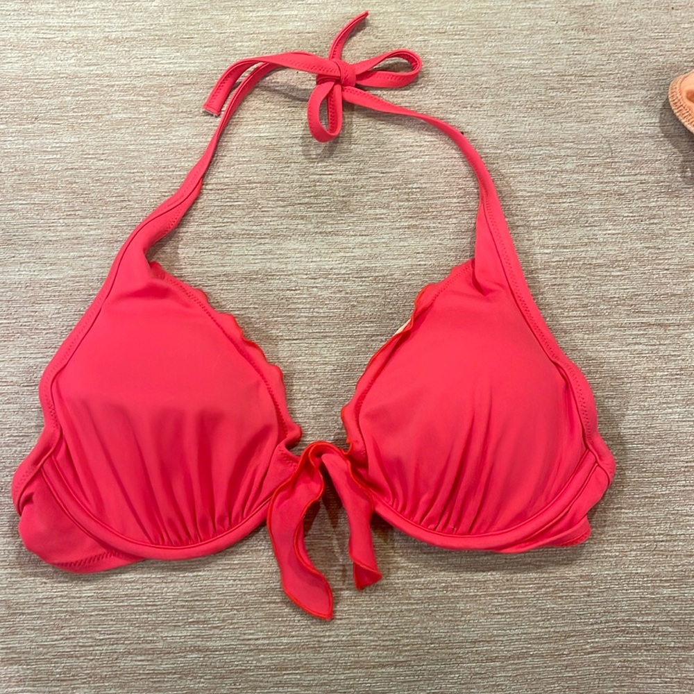 HOT PINK/CORAL UNDERWIRE VICTORIA SECRET BIKINI TOP